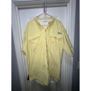 Columbia PFG Bahama II Fishing Shirt Men’s 2XL Tall Yellow Vented Short Sleeve